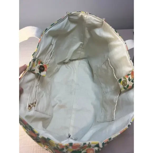 Martha Stuarts The Perfect Tote Citrus Floral Yellow Orange Matching Wrist Purse - Picture 2 of 7